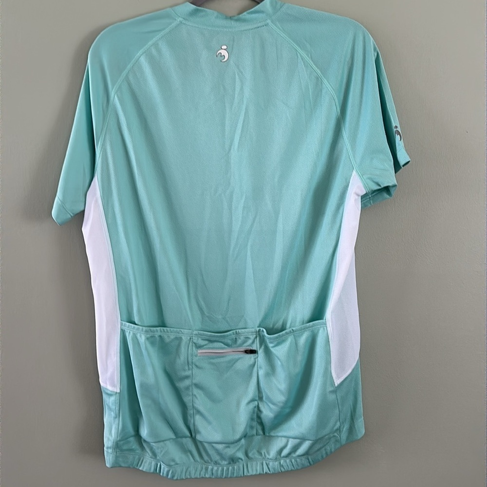 Muteki Cycling Top Mesh fabric Pockets Full Zip Short Sleeve Sea Green/New/Flaw - Picture 5 of 11